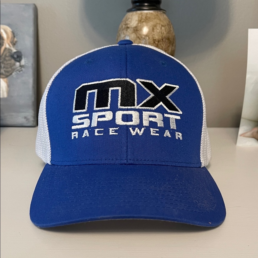 MX Sport Blue and White Fitted Hat L/XL